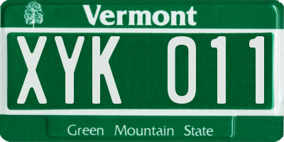 VT license plate XYK011