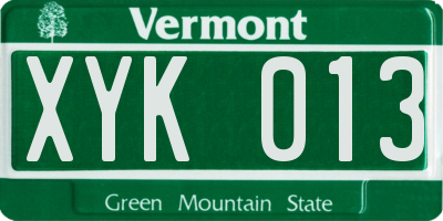 VT license plate XYK013