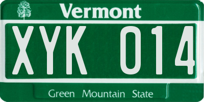 VT license plate XYK014