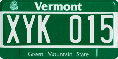 VT license plate XYK015