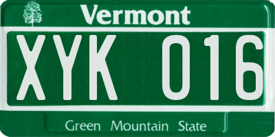 VT license plate XYK016