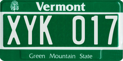VT license plate XYK017