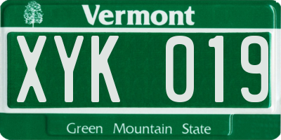 VT license plate XYK019