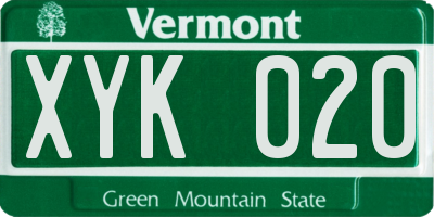 VT license plate XYK020