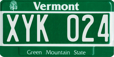 VT license plate XYK024