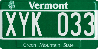 VT license plate XYK033