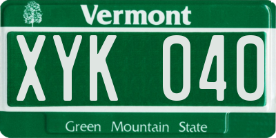 VT license plate XYK040