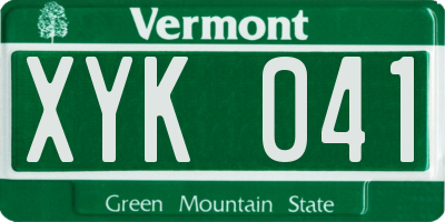 VT license plate XYK041
