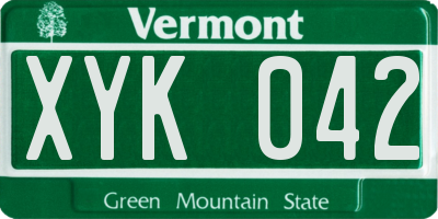 VT license plate XYK042