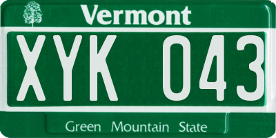 VT license plate XYK043