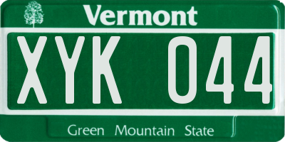 VT license plate XYK044