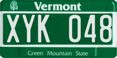 VT license plate XYK048