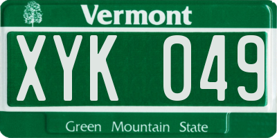 VT license plate XYK049