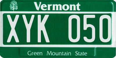 VT license plate XYK050