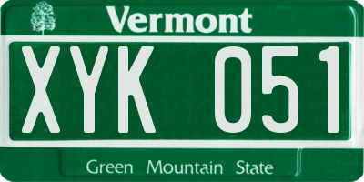 VT license plate XYK051