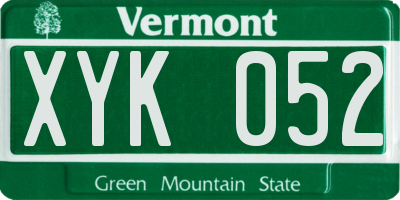 VT license plate XYK052