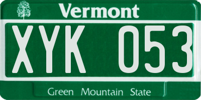 VT license plate XYK053