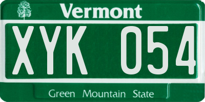 VT license plate XYK054