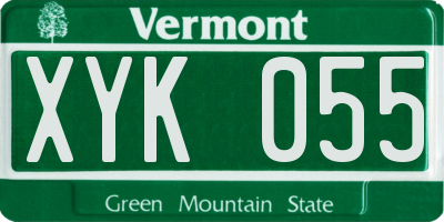 VT license plate XYK055