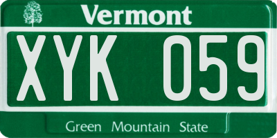 VT license plate XYK059