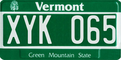 VT license plate XYK065