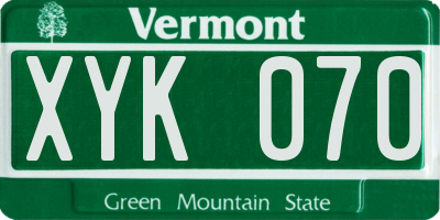 VT license plate XYK070