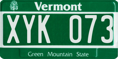 VT license plate XYK073