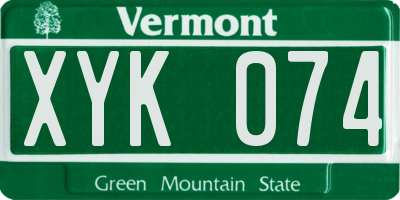 VT license plate XYK074