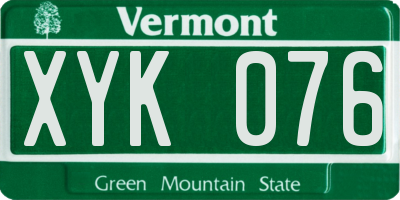 VT license plate XYK076