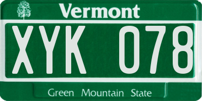 VT license plate XYK078