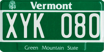VT license plate XYK080
