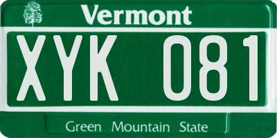 VT license plate XYK081