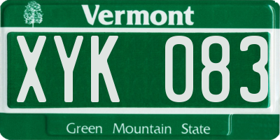VT license plate XYK083
