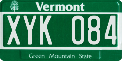 VT license plate XYK084