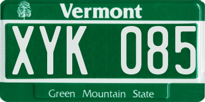 VT license plate XYK085