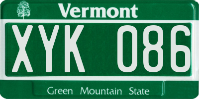 VT license plate XYK086