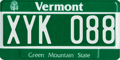 VT license plate XYK088