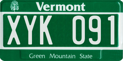 VT license plate XYK091