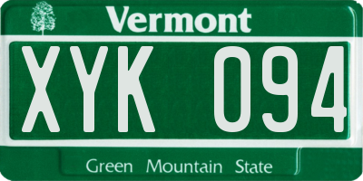 VT license plate XYK094