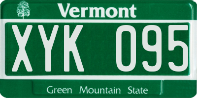 VT license plate XYK095