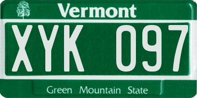 VT license plate XYK097