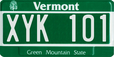 VT license plate XYK101