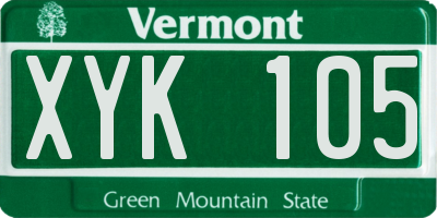 VT license plate XYK105