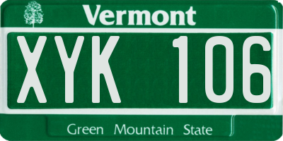 VT license plate XYK106