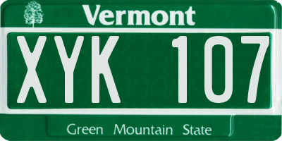 VT license plate XYK107