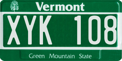 VT license plate XYK108