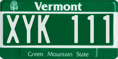 VT license plate XYK111