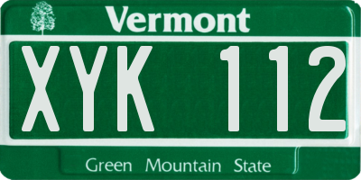 VT license plate XYK112