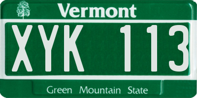 VT license plate XYK113