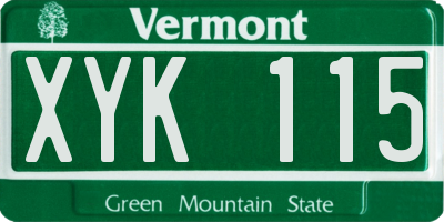 VT license plate XYK115